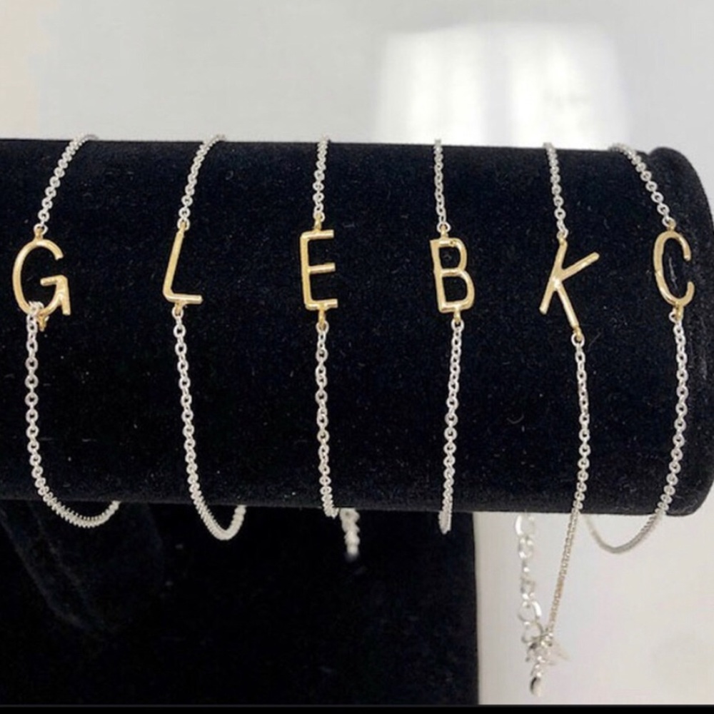 Petite Gold Initial on Silver Chain Bracelet,NWT